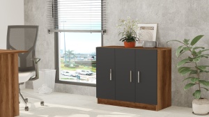 Comoda cu 3 usi UnicUtil Nuc - Gri Antracit pentru birou 89.1 x 38.1 x 73.8 cm - Img 3