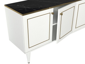 Comoda televizor, Modern Luxe, UnicUtil, 180 x 40 x 76 cm, Alb-Auriu, UUCOM04 - Img 6