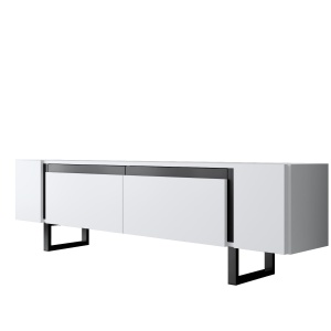 Comoda TV, Yildiz White, UnicUtil, Alb-Negru, Lățime: 180 cm, Înălțime: 50 cm, Adâncime: 30 cm - Img 6