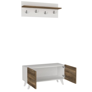 Cuier Multifunctional cu Pantofar, Strike Stand, UnicUtil, 80 x 31.3 x 71 cm, Alb-Maro, UUORG39 - Img 7
