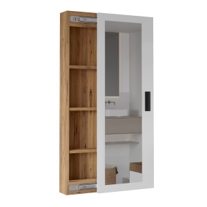 Dulap baie cu oglinda UnicUtil Pin Atlantic - Alb 15 x 44 x 120 cm - Img 6