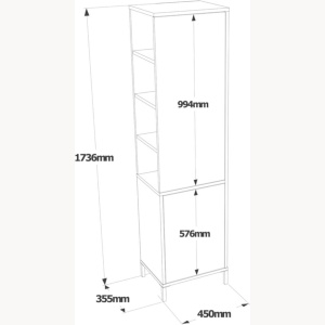 Dulap multifuncțional Alb 45x35.5x173.6 cm, PAL melaminat, Wilma 1, UnicUtilY - Img 2