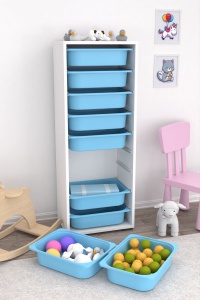 Dulap multifunctional, Peak flame, UnicUtil, Culoarea Alb Albastru - Img 3