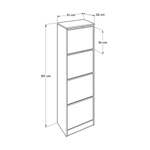 Dulap pentru pantofi, Shc 340, UnicUtil, Alb, Lățime: 51 cm, Înălțime: 157 cm, Adâncime: 26 cm - Img 6