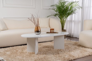 Masa de cafea, Modern Touch, UnicUtil, 119 x 60 x 40 cm, Alb - Img 6
