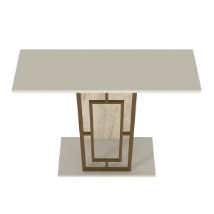 Masă decorativă Alderas din pal melaminat finisaj travertin – design elegant pentru spații moderne, 90 x 29.6 x 76.8 cm - Img 9