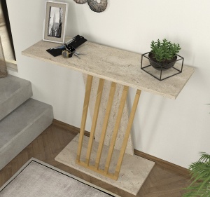Masa decorativa, Modern Wave, UnicUtil, 90 x 29.6 x 76.8 cm, Crem - Img 4