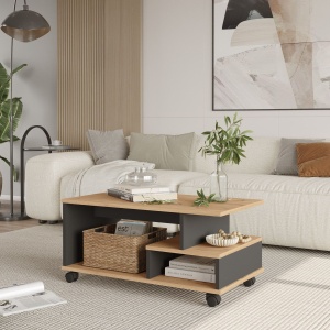 Măsuță de cafea Rattan-Antracit 91x51x40 cm, PAL melaminat, Mina 9, UnicUtilY - Img 3