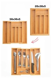 Organizator pentru tacamuri din bambus, 38 x 36 x 5 cm - Img 3