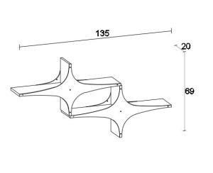 Raft de perete, Susen 2, UnicUtil, Negru-Alb, Lățime: 135 cm, Înălțime: 69 cm, Adâncime: 20 cm - Img 3