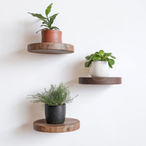 Raft decorativ de perete din lemn, Raf283 Design, UnicUtil, De lemn, Diametru: 12 cm, Înălțime: 1,9 (3 bucăți), 100% LEMN MASIV - Img 3