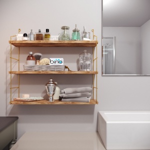 Rafturi perete, Elegant Space, UnicUtil, 60 x 62 x 16 cm, Auriu Maro - Img 6