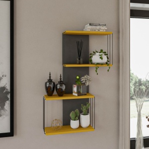 Rafturi perete, Minimal Space, UnicUtil, 65 x 96 x 19 cm, Galben - Img 1