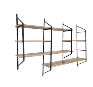 Rafturi perete, Rustic Edge, UnicUtil, 180 x 120 x 28 cm, Negru Pin - Img 3