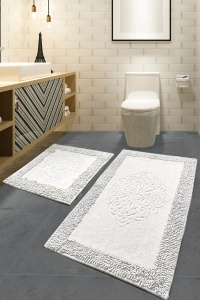 Set covorase baie 2 piese, Ultra Cozy, UnicUtil, Ecru, Multicolor - Img 1