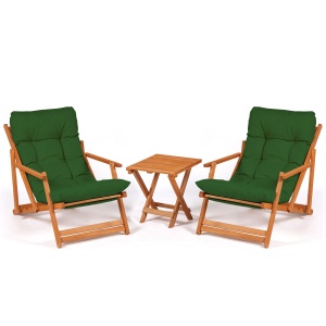 Set Gradina - Masa si Scaune (3 Bucati), Bundle breeze, UnicUtil, Culoarea Verde Natural - Img 1