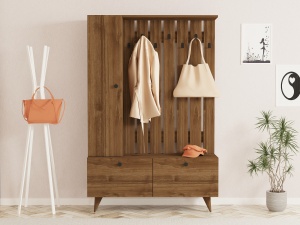 Stand de hol, Lala Walnut, UnicUtil, Nuc, Lățime: 112 cm, Înălțime: 170 cm, Adâncime: 35 cm - Img 4