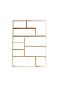 Bibliotecă, 90x22x123.6 cm, Rattan-Alb, PAL melaminat, UnicUtil - Img 4