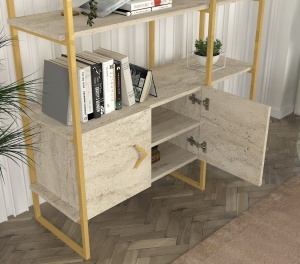 Biblioteca, Golden Edge, UnicUtil, 120 x 39 x 180 cm, Crem - Img 4