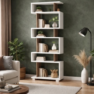 Biblioteca UnicUtil, Alb-Maro 19.5 x 60 x 163 cm - Img 3