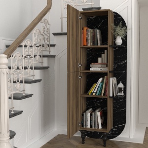 Bibliotecă, Walnut Noir, UnicUtil, 40 x 31.4 x 179 cm, Negru - Maro, UUBIB29 - Img 3