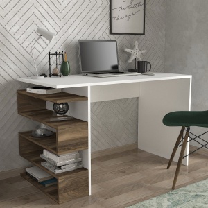 Birou, Modern BrownSpace, UnicUtil, 120 x 60 x 75 cm, Alb si Maro - Img 3