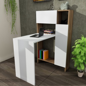 Birou, Power Style, UnicUtil, 90 x 72.1 x 120 cm, Alb si Maro - Img 4