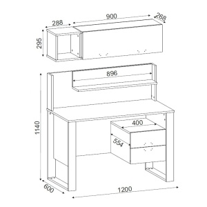 Birou, Style Edge, UnicUtil, 120 x 60 x 143.5 cm, Gri Antracit & Maro , UUDESK09 - Img 9