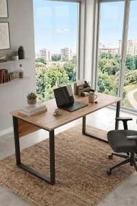 Birou UnicUtil Stejar cu structura metalica neagra 140 x 60 x 73 cm