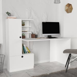 Birou, WhiteEdge Design, UnicUtil, 149.5 x 61.8 x 120 cm, Alb, UUDESK16 - Img 2