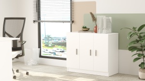 Comoda cu 3 usi UnicUtil Alb pentru birou 89.1 x 38.1 x 73.8 cm - Img 3