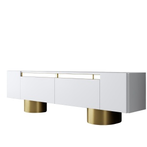 Comoda TV, Bohem White, UnicUtil, Alb-Auriu, Lățime: 180 cm, Înălțime: 50 cm, Adâncime: 30 cm - Img 6