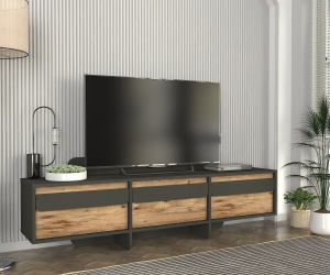 Comodă Tv Contemporary Line, 180 x 35 x 49, Antracit-Natur, UnicUtil - Img 2