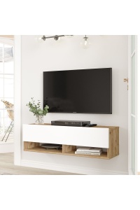Comodă TV cu uși și raft, 100x31.6x29.6 cm, Pin-Antracit, PAL melaminat, UnicUtil