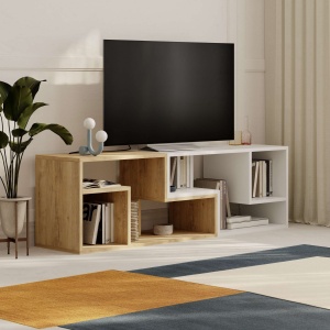 Comoda TV, Glis Sapphire, UnicUtil, Stejar Safir-Alb, Lățime: 145 cm, Înălțime: 44,8 cm, Adâncime: 35 cm - Img 1