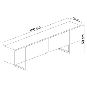 Comoda TV, Luxe Atlantic, UnicUtil, Pin Atlantic-Negru, Lățime: 180 cm, Înălțime: 50 cm, Adâncime: 30 cm - Img 9