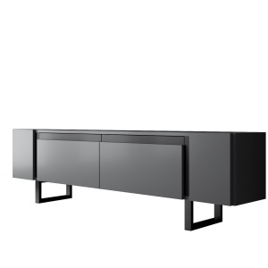 Comoda TV, Yildiz Anthracite, UnicUtil, Antracit-Negru, Lățime: 180 cm, Înălțime: 50 cm, Adâncime: 30 cm - Img 6