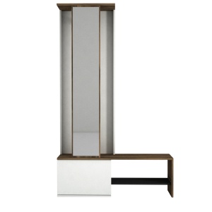 Cuier Multifunctional cu Oglinda si Pantofar, Smart Refine, UnicUtil, 120 x 34.8 x 199.3 cm, Alb-Maro, UUORG45 - Img 6