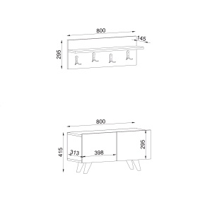Cuier Multifunctional cu Pantofar, Strike Stand, UnicUtil, 80 x 31.3 x 71 cm, Alb-Maro, UUORG39 - Img 8