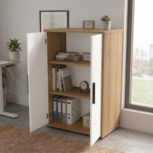 Dulap birou UnicUtil Alb - Stejar 80 x 35 x 109 cm - Img 5