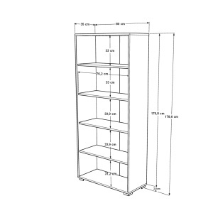 Dulap inalt birou UnicUtil Alb - Stejar 80 x 35 x 178.6 cm - Img 6