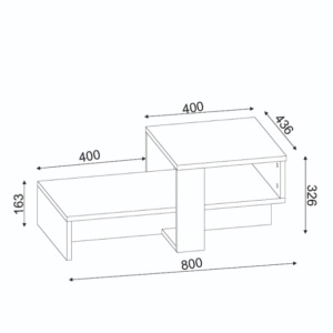 Masa de Cafea, Chain UnicUtil, 80 x 43.6 x 32.6 cm, Ideala Pentru Living Modern, Dormitor sau Hol, PAL, Culoare Alb si Maro - Img 2