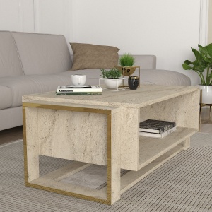 Masa De Cafea, Stone Craft, UnicUtil, 106.4 x 60 x 40.4 cm, Crem - Img 3