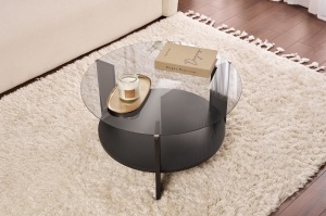 Măsuţă de cafea, Clara Wood, UnicUtil, Negru de lemn-Fum, Lățime: 75 cm, Înălțime: 40 cm, Adâncime: 75 cm - Img 6