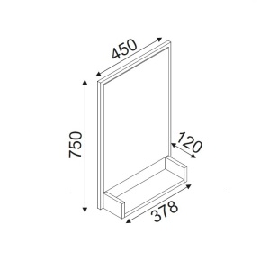 Oglinda de Perete, Shelf Style, UnicUtil, 45 x 12 x 75 cm, Negru - Img 2