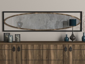 Oglindă Decorativă de Perete, Edge Reflection, UnicUtil, 39 x 151 cm, Negru-Maro, UUOGL12 - Img 2