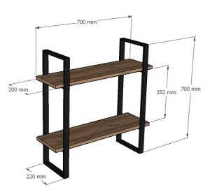 Rafturi perete, Bold Shelf, UnicUtil, 70 x 70 x 22 cm, Stejar Negru - Img 3