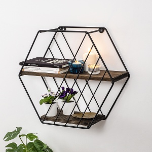 Rafturi perete, Minimal Space, UnicUtil, 44 x 40 x 15 cm, Negru Nuc Inchis - Img 1