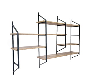 Rafturi perete, Rustic Edge, UnicUtil, 180 x 120 x 28 cm, Negru Pin - Img 8