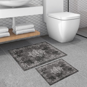 Set covorase baie 2 piese, Comfort Plush, UnicUtil, Gri - Img 1